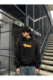 siyah sweatshirt Relax Nakışlı Hoodie
