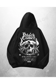 Siyah Unisex Black Clover Baskılı Oversize Hoodie Sweatshirt