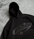 Siyah Unisex Oversize Private Parıltılı Taş Baskılı Sweatshirt