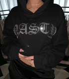 Siyah Unisex Oversize Based Parıltılı Taş Baskılı Sweatshirt