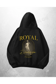 Siyah Unisex Royal Division Baskılı Oversize Hoodie Sweatshirt