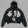 Smoking Woman Siyah Kapüşonlu Oversize Unisex Sweatshirt