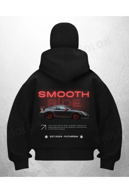 Smooth Ride Baskılı Siyah Samuray Kar Maske Sweatshirt Hırka
