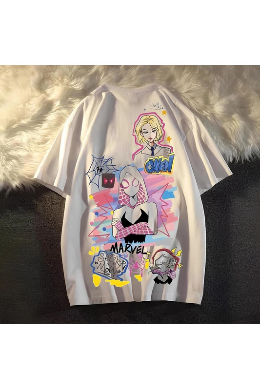 Spider Girl Streetwear Baskılı Oversize Unisex T-shirt