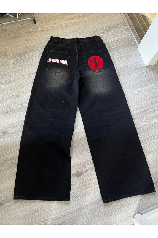 Spider Man Detail Baggy Yıkamalı Unisex Pantolon