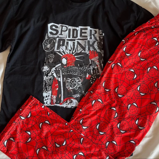 Spider Punk Baskılı Tshirt baskılı eşofman altı takım