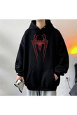 Spider Web Baskılı Unisex Oversize Hoodie