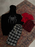 Spider Hırka ve Siyah Beyaz Ekose Eşofman Altı Alt Üst Takım
