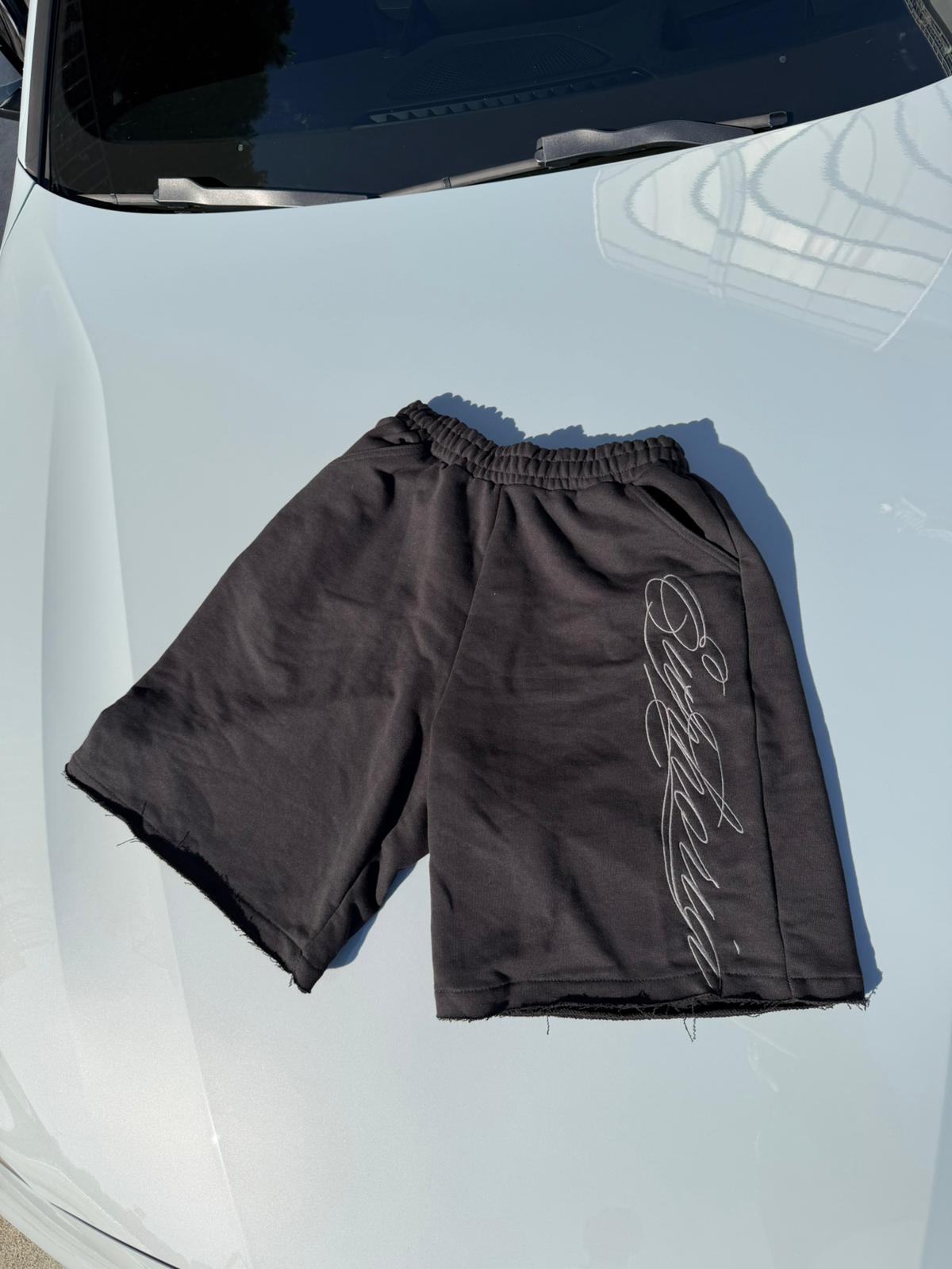 Unisex Siyah Melanj Oversize Şort