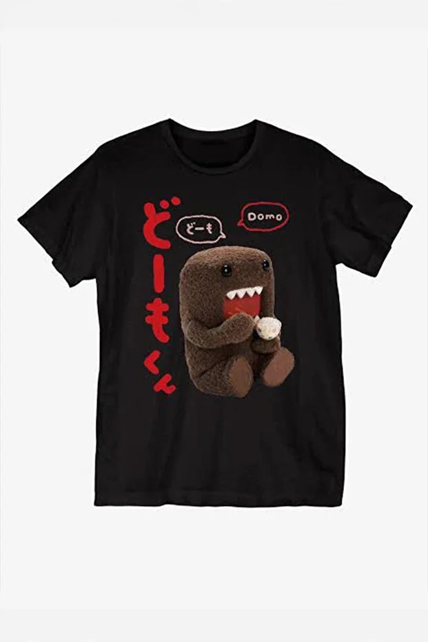 Siyah Domo-Kun Y2K Unisex Oversize Tişört