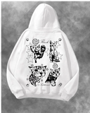 Star Cat Figür Baskılı Unisex Oversize Kapüşonlu Sweatshirt