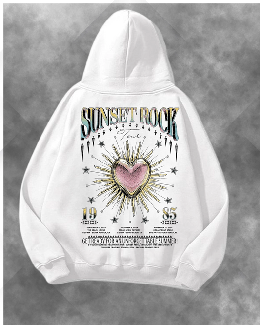 Sunset Rock Baskılı Unisex Oversize Kapüşonlu Sweatshirt