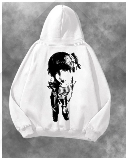 Street Art Girl Baskılı Unisex Oversize Kapüşonlu Sweatshirt