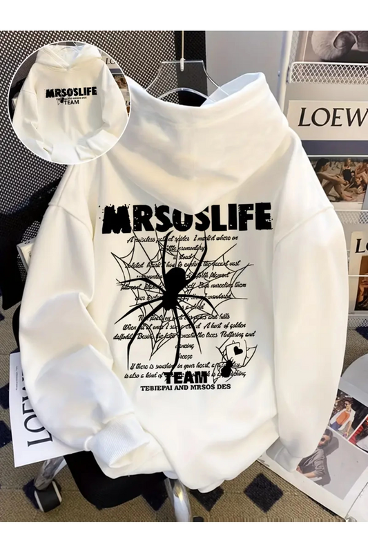Streetwear Baskılı Unisex Oversize Kapüşonlu Sweatshirt Hoodie