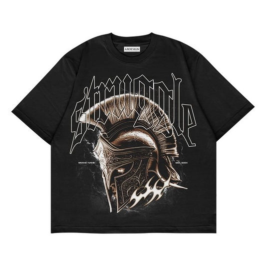 Struggle Baskılı Siyah Renk Oversize T-Shirt