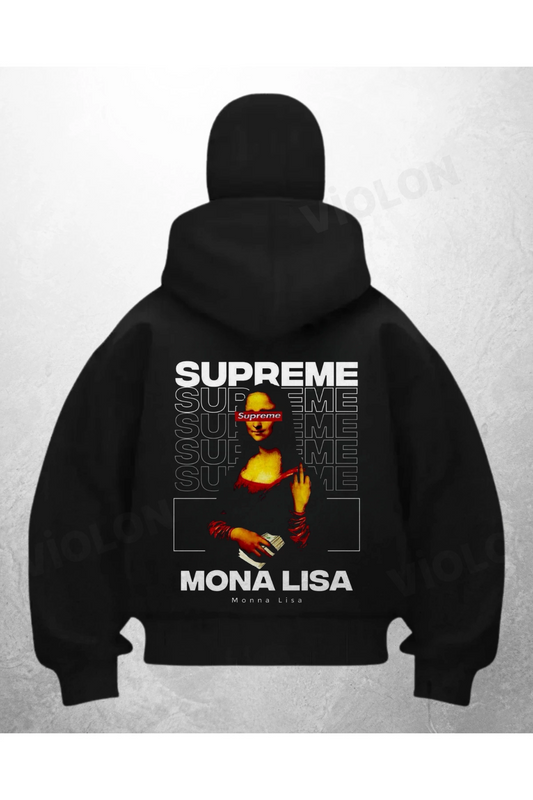Supreme Baskılı Siyah Samuray Kar Maske Sweatshirt Hırka