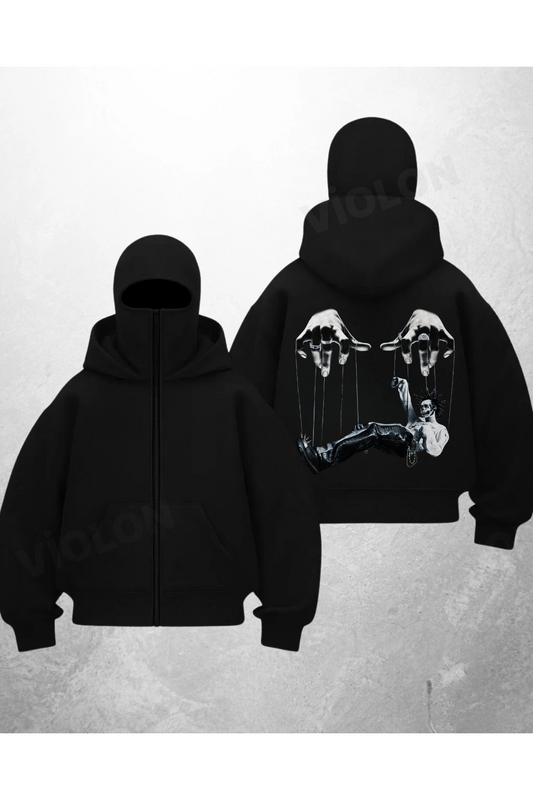 Terassis Cry Baskılı Siyah Samuray Kar Maske Sweatshirt Hırka