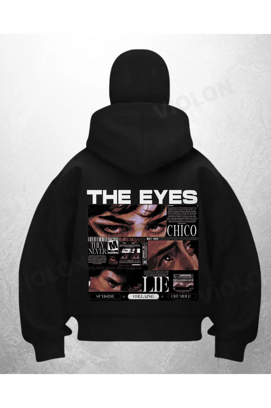 The Eyes Baskılı Siyah Samuray Kar Maske Sweatshirt Hırka