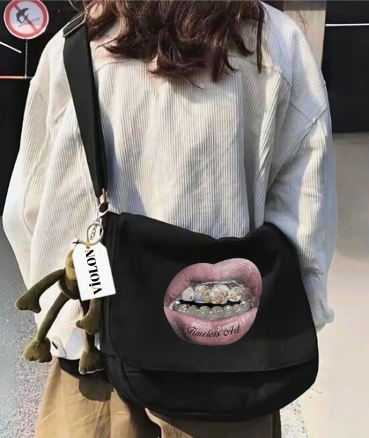 Timeless Lips Baskılı Postacı Çanta