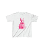 Beyaz Pembe Bunny Grafik Baskılı Tişört