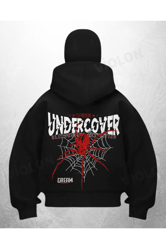 Undercover Baskılı Siyah Samuray Kar Maske Sweatshirt Hırka