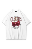 Unisex Cherries Tshirt Beyaz