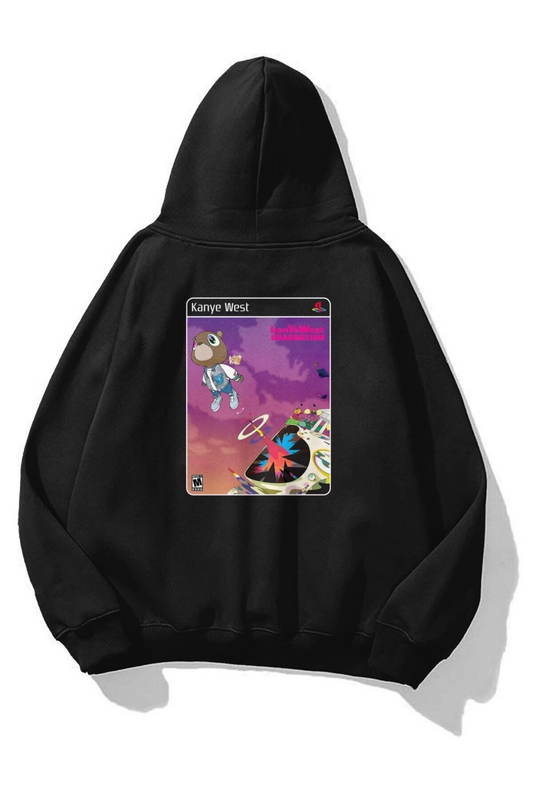 Unisex Graduation Kanye PS2 Sweatshirt Siyah