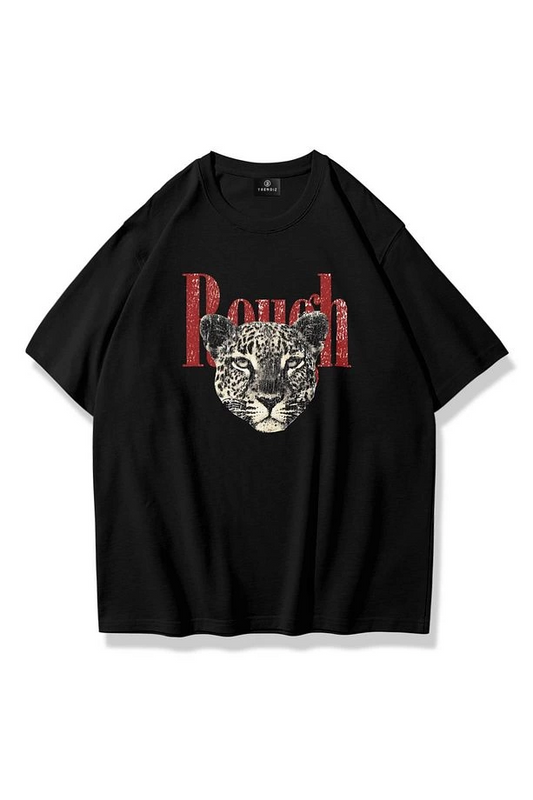 Unisex Rough Leopar Tshirt Siyah