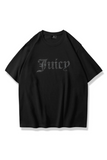 Unisex Juciy Taş Baskılı Beyaz Oversize Tshirt