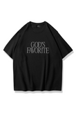 Unisex God's Favorite Taş Baskılı Siyah Oversize Tshirt