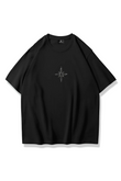 Unisex Taş Baskılı Siyah Oversize Tshirt