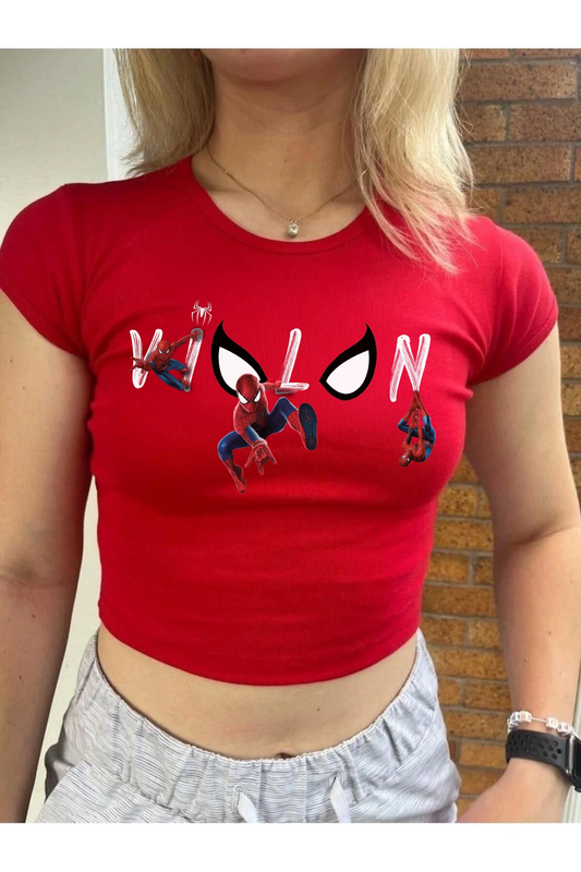 Violon Series Spider-man Baskılı Crop
