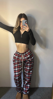 Wide leg rahat kesim çok renkli ekose eşofman alt