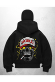 World Skull Baskılı Siyah Samuray Kar Maske Sweatshirt Hırka