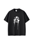 Unisex Oversize Siyah Soyut Kadın Yüzü Baskılı Streetwear Grunge Tişört