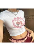 Y2k Beyaz Kalpli İkili Melek Modelli Kadın Crop Body