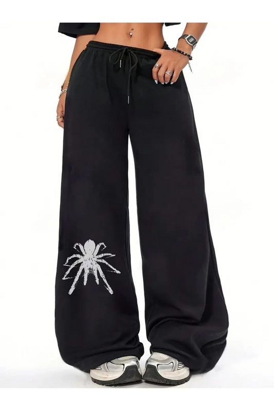 Y2k Spider Baskılı Oversize Baggy Eşofman Altı