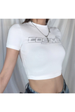 Y2K Taş İşleme Stone Cosmic Kısa Kollu Beyaz Crop Body