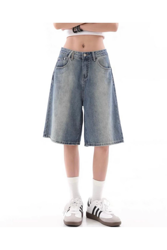 Y2k Trend Baggy Jean Şort Bermuda