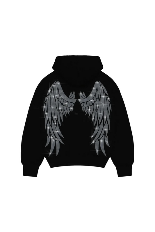 Y2K Wings Rhinestone Taşlı Hoodie Unisex Sweatshirt