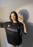 Yan Biyeli İsyah Choıse Siyah Unisex Oversize Tişört