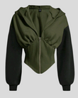 Yeşil Uzun Kollu Korse Kesim Fermuarlı Ceket