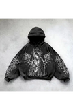 Yıkamalı Warrior Angel Woman Gothic Kapüşonlu Sweatshirt